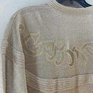 Vintage Cache Metallic‎ Knit Cardigan Open Front Slouchy Shimmer Sweater Glam